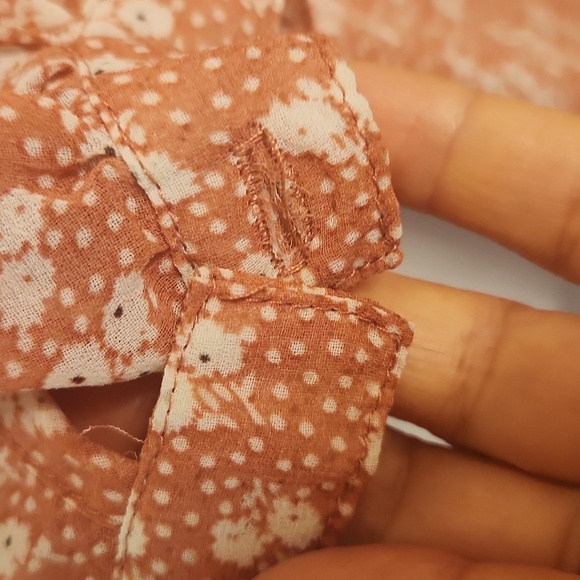 Forever 21 Women's Orange White V- Neck With Tie Floral Print Dress Size S/P - Picture 8 of 15